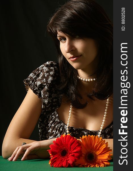 Portrait of Young beautiful woman with flowers. Portrait of Young beautiful woman with flowers