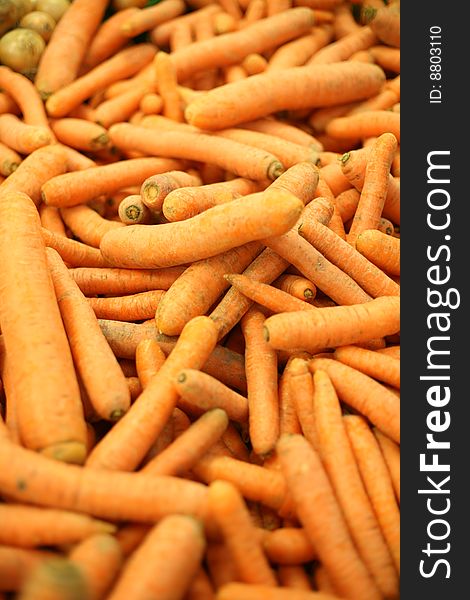 Fresh carrots in the market.