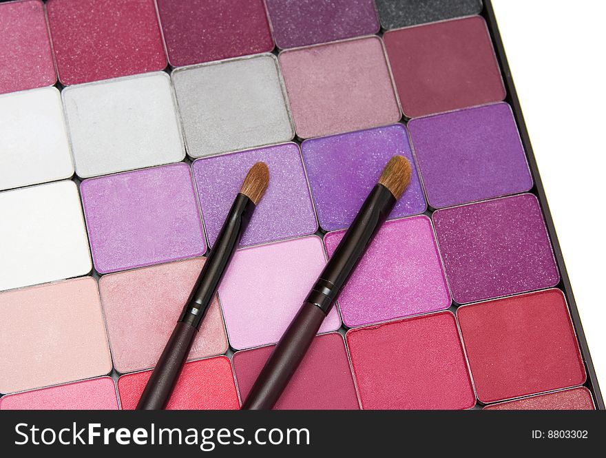 Make- up set on white background. Make- up set on white background