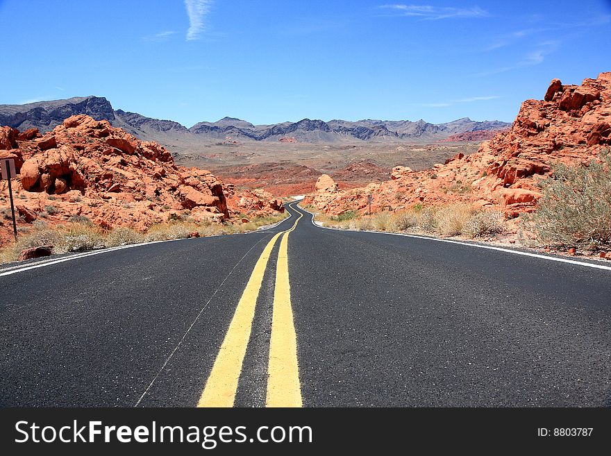 View of the road through Valley Of Fire. View of the road through Valley Of Fire