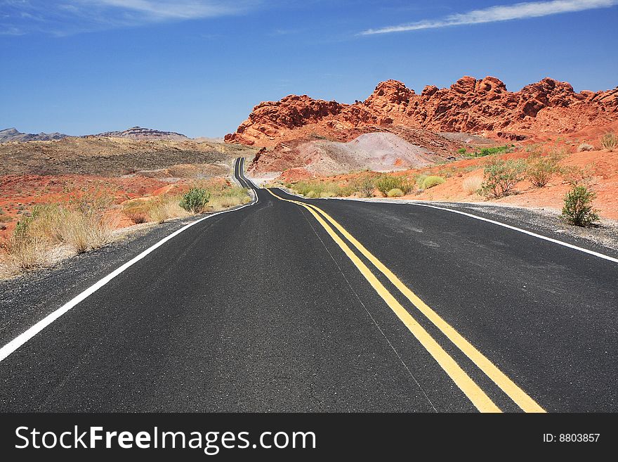 View of the road through Valley Of Fire. View of the road through Valley Of Fire