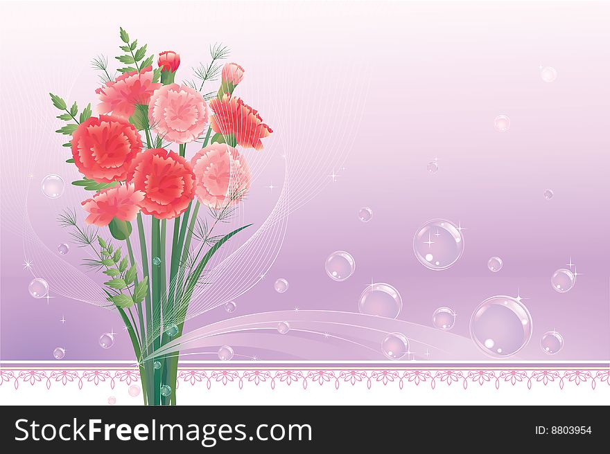 Creative pink background with roses