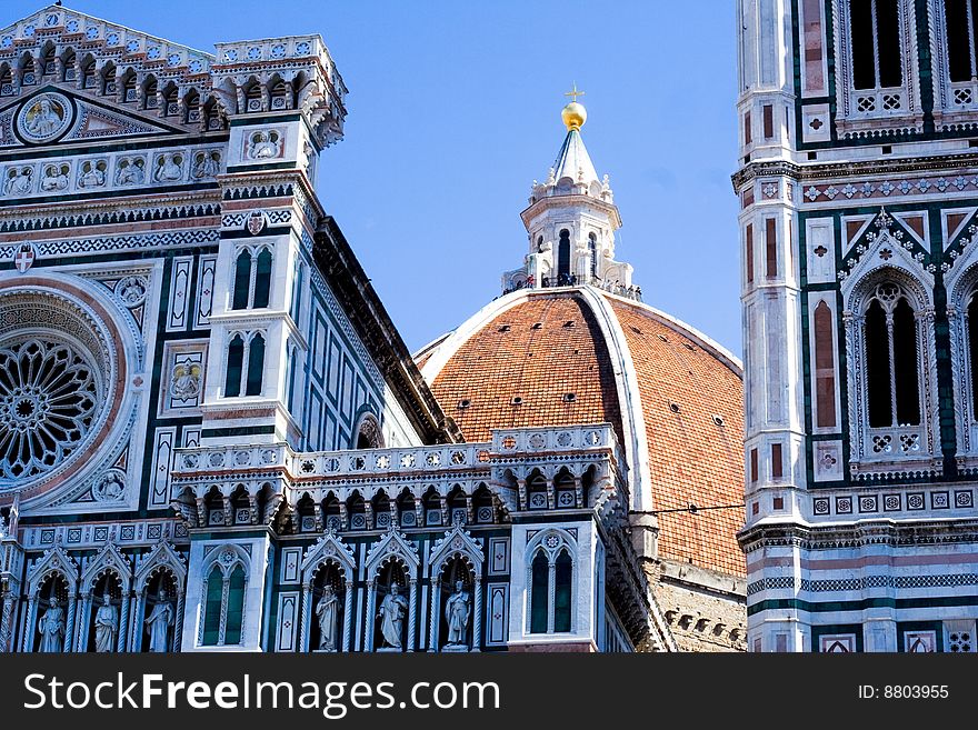 The Duomo's facade and dome in Florence. The Duomo's facade and dome in Florence