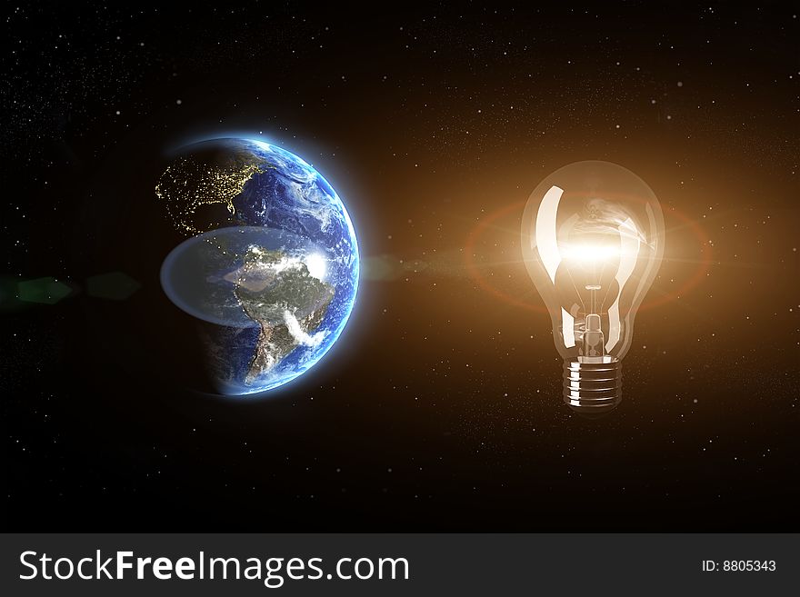 Glowing Bulb In Space