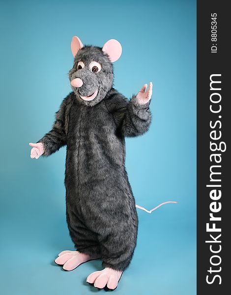 Funny rat on blue background