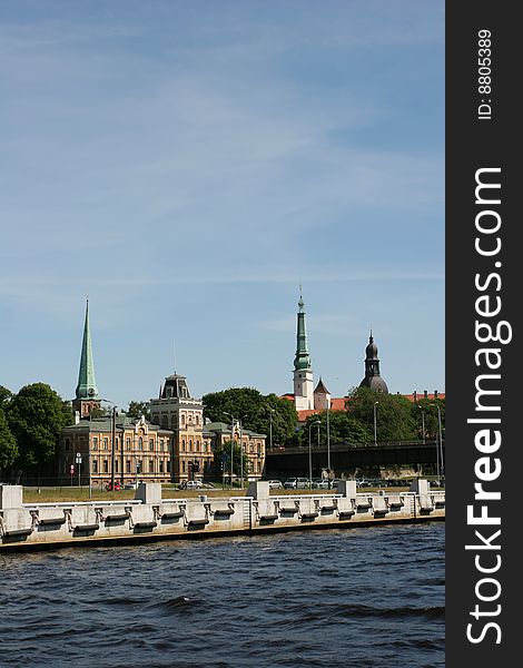 Old town view from the river (Daugava riverbank, Riga, Latvia). Old town view from the river (Daugava riverbank, Riga, Latvia)