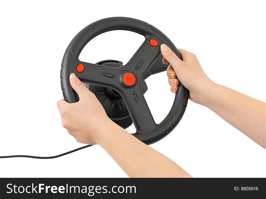 Computer Steering Wheel And Hands