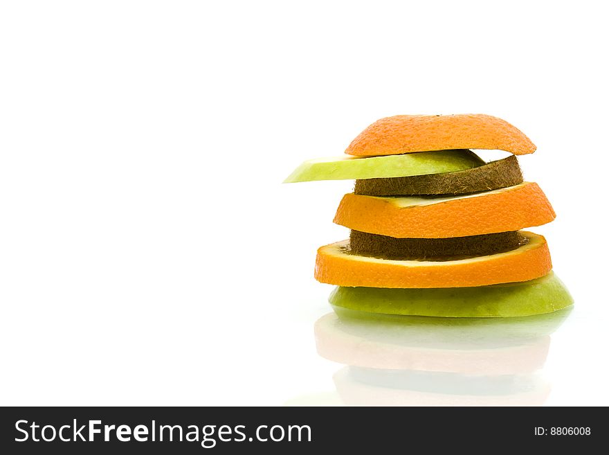 Fruit sliced kiwi apple orange