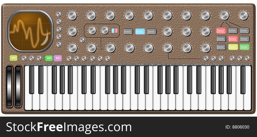 Big Retro Synthesizer With Oscilloscope