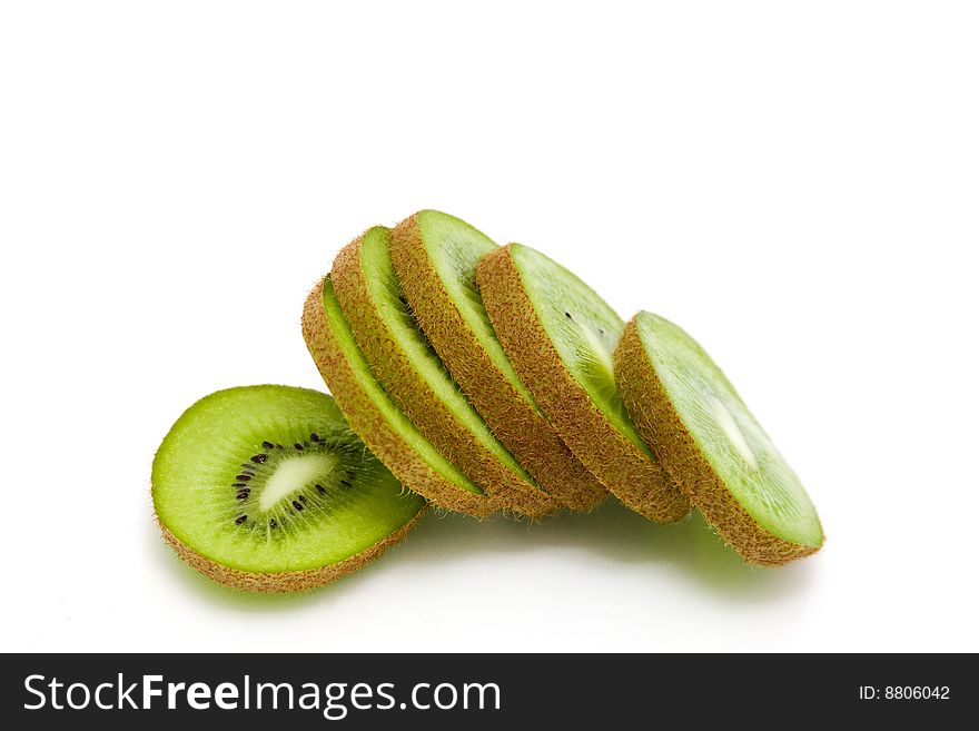 Sliced kiwi shallow dof, isolated