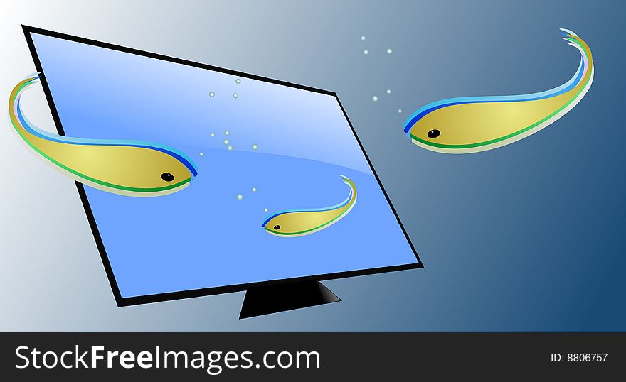 Fantasy fish watch screen underwater. Fantasy fish watch screen underwater