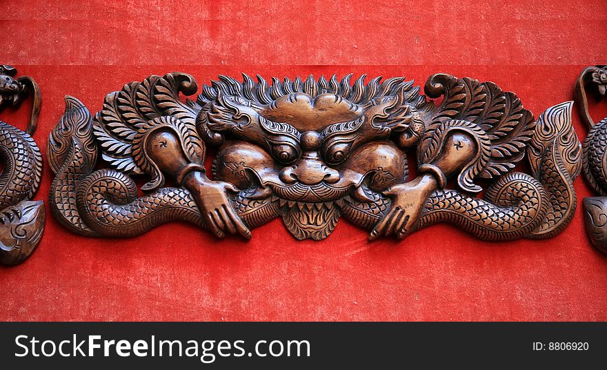 Nepal handicrafts, wood carvings,dragon. Nepal handicrafts, wood carvings,dragon