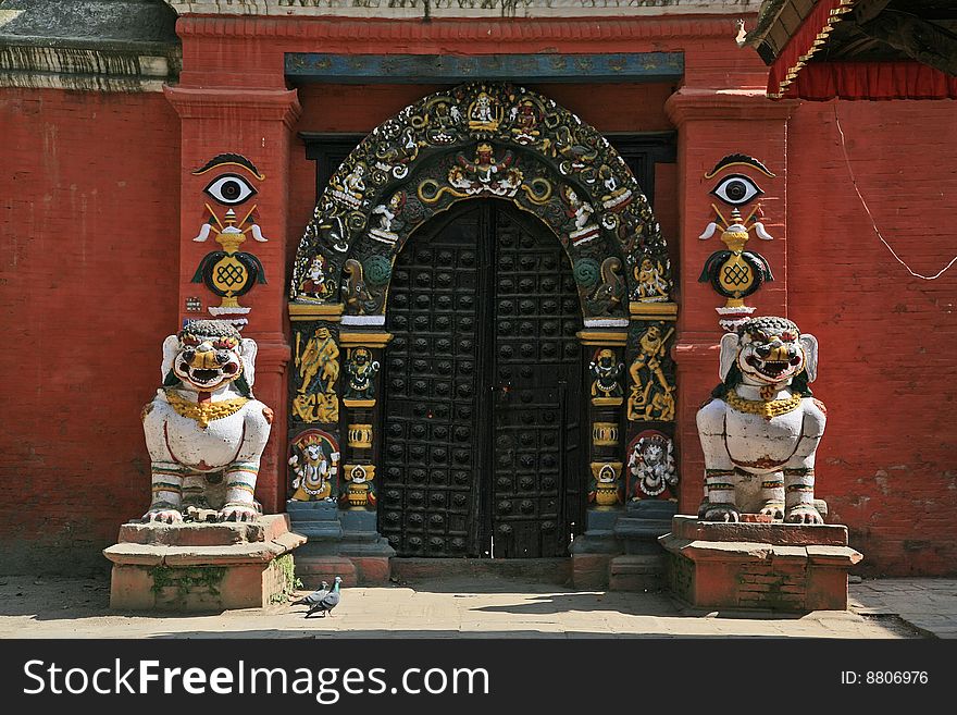 Door in a nepal taleju temple. Door in a nepal taleju temple.