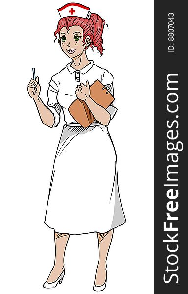 Pretty female nurse holding clipboard. Pretty female nurse holding clipboard.