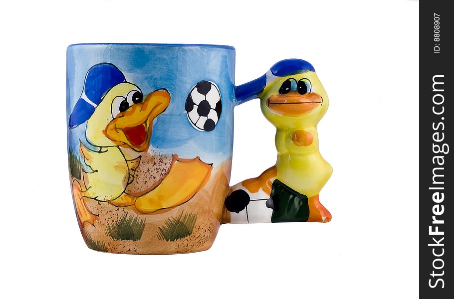 Creative cup for tea with ducks. Creative cup for tea with ducks