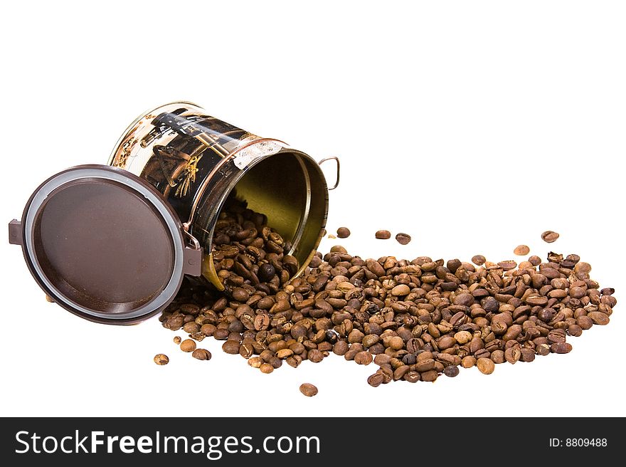 Aromatic sweet coffee in white background