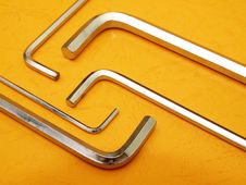 Hex Key Set On Orange Stock Photo Hex Key Set On Orange Stock Photo