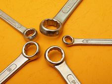 Box Wrench Head Detail On Orange Stock Images Box Wrench Head Detail On Orange Stock Images