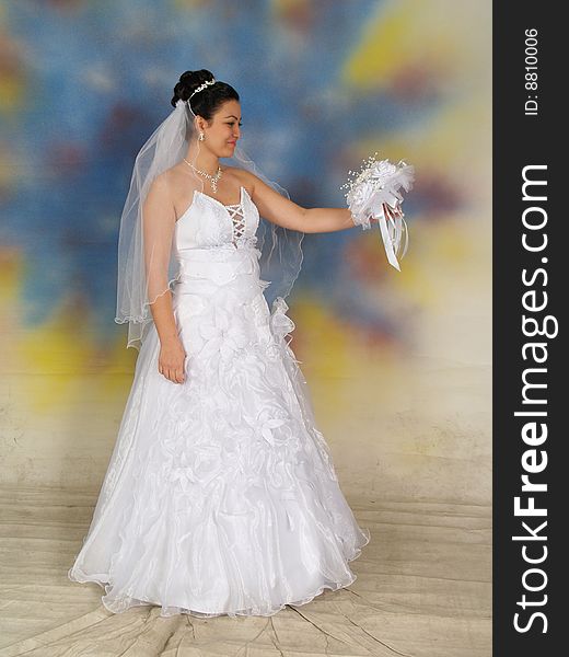 Pretty Bride In Wedding Dress