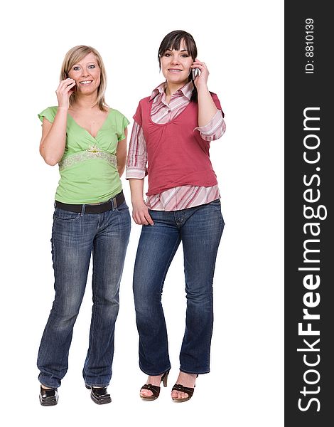Two attractive women with mobile phones. Two attractive women with mobile phones