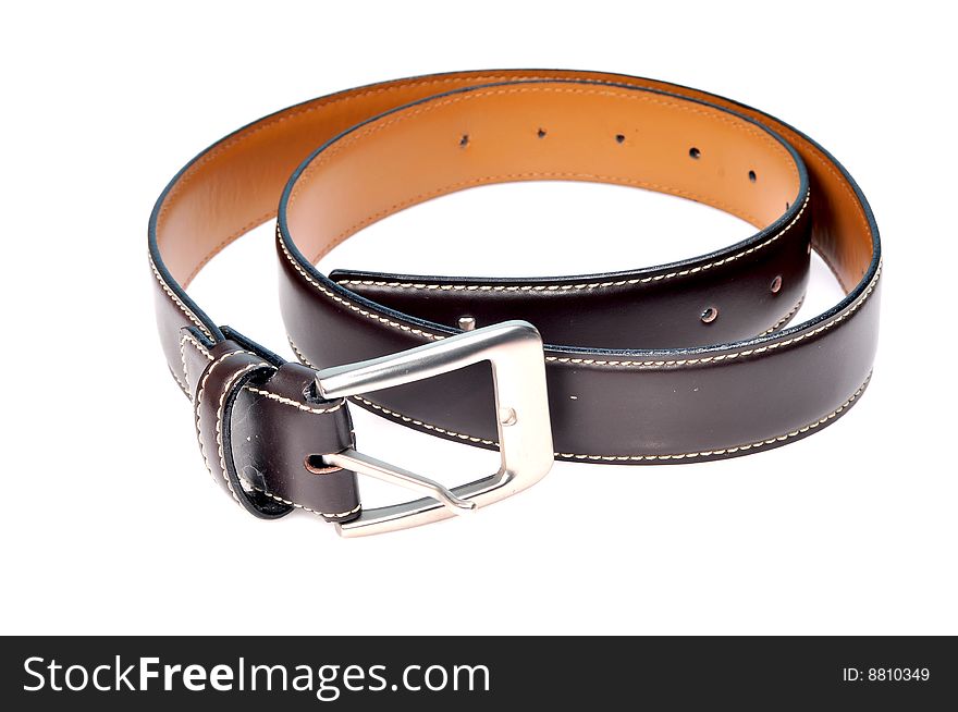 Leather belt isolated on white background.