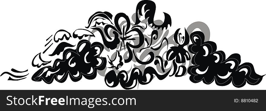 Black and white floral pattern. Black and white floral pattern