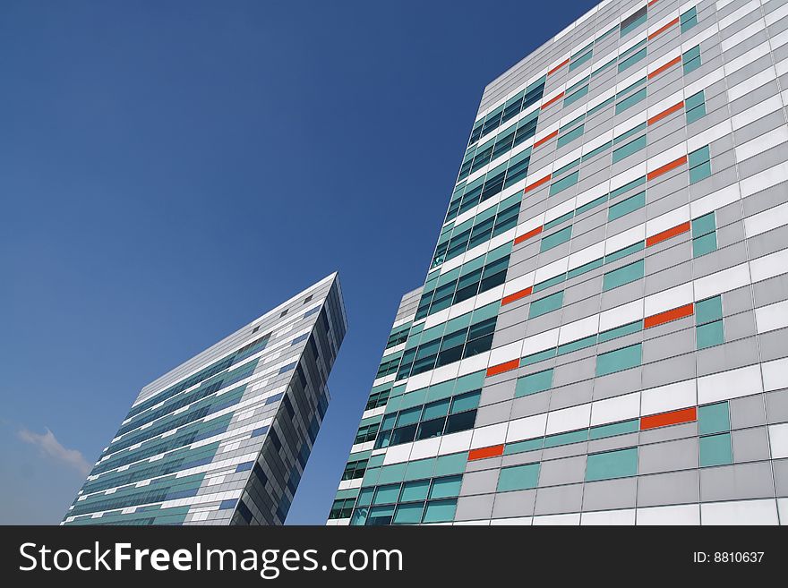 Two modern buildings near Milan, Italy