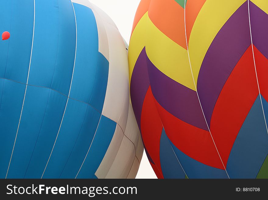 Two colorful air balloons detail. Two colorful air balloons detail