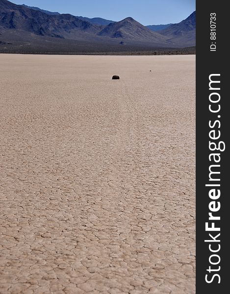 Moving rocks of a racetrack playa in death valley