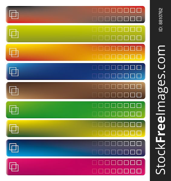 Collection nine beautiful and modern banners with different colors