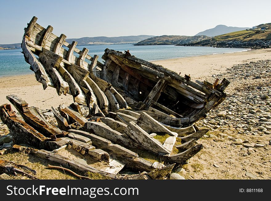 Wrecked Boat on the Sea Shore