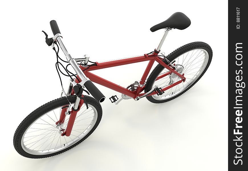 Isolated sport red bike on the white background