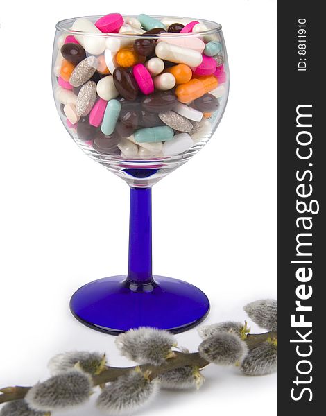 Pharmaceuticals in glass, pharmaceutical retirement against whites background. Pharmaceuticals in glass, pharmaceutical retirement against whites background.