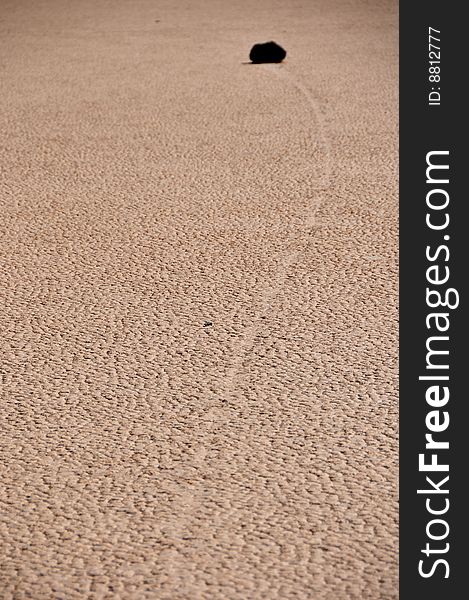 Moving rocks of a racetrack playa in death valley