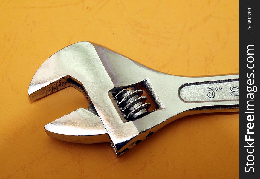 Adjustable Wrench Detail On Orange