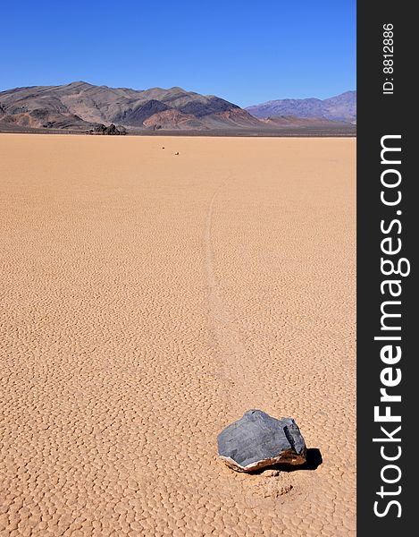 Moving rocks of a racetrack playa in death valley