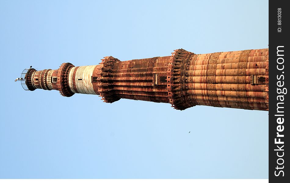 Top Sections of Qutb Minar, Delhi, India, Asia