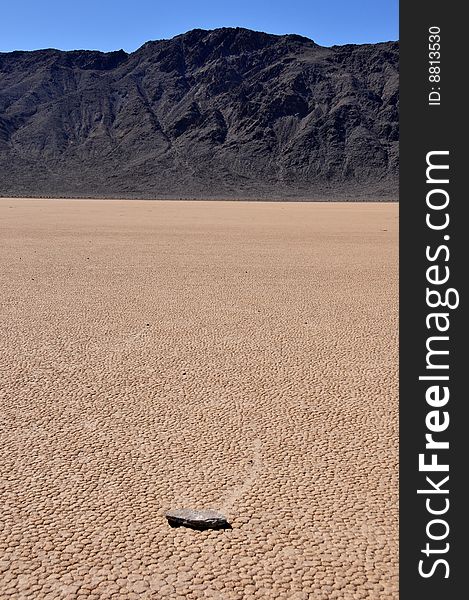 Moving rocks of a racetrack playa in death valley