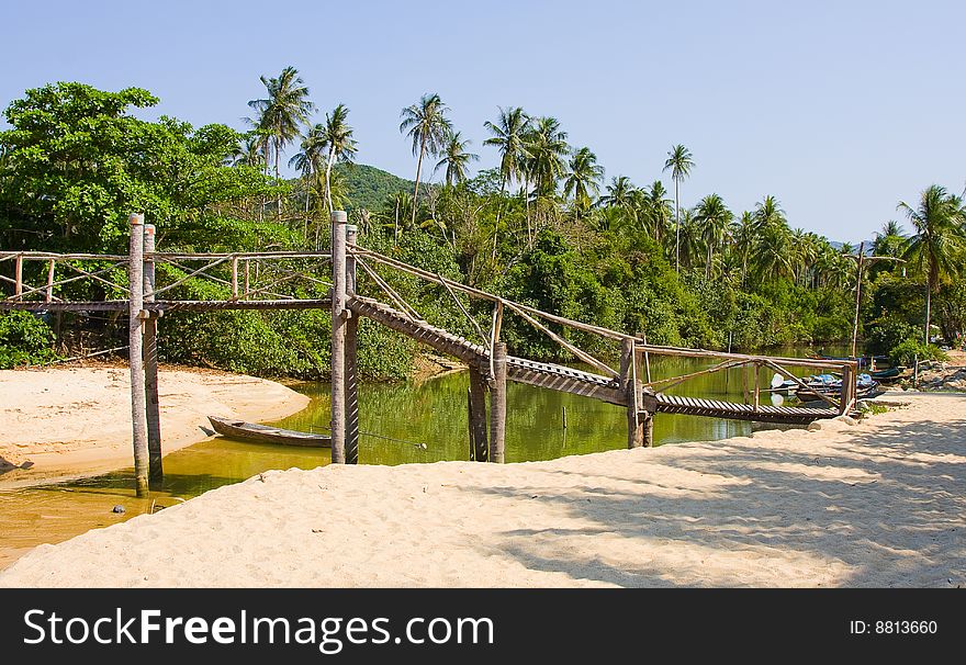 Bridge over the river on the island of Samui