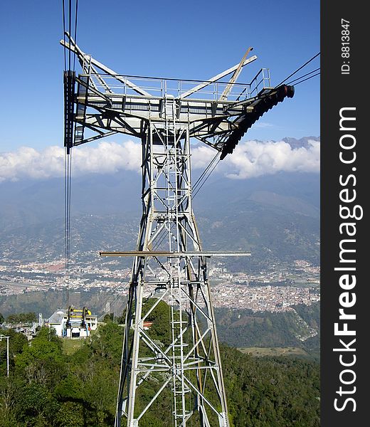 Steel cross by cable car in Merida, Venezuela