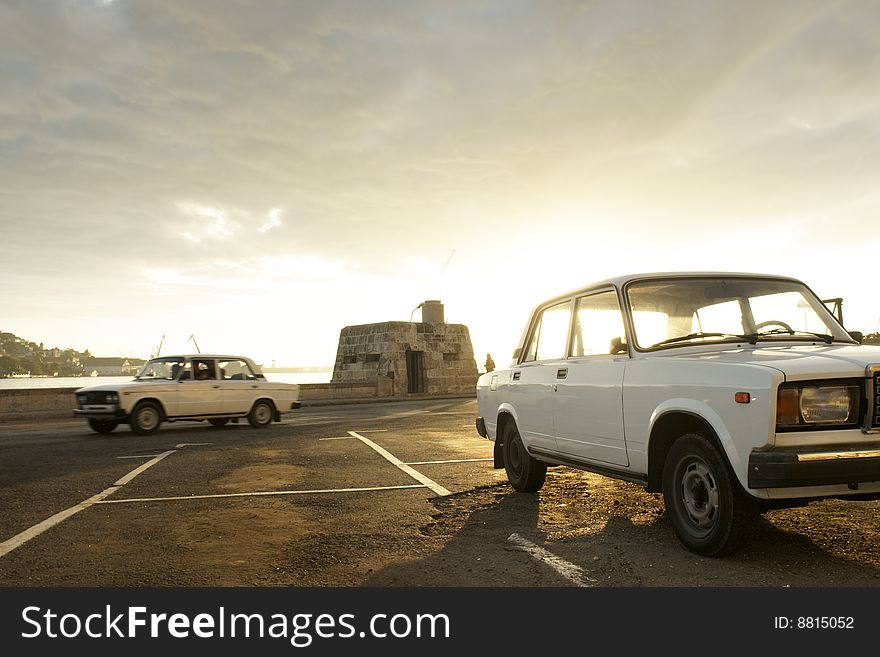 Dawn And Vintage Cars At Havana, Cuba