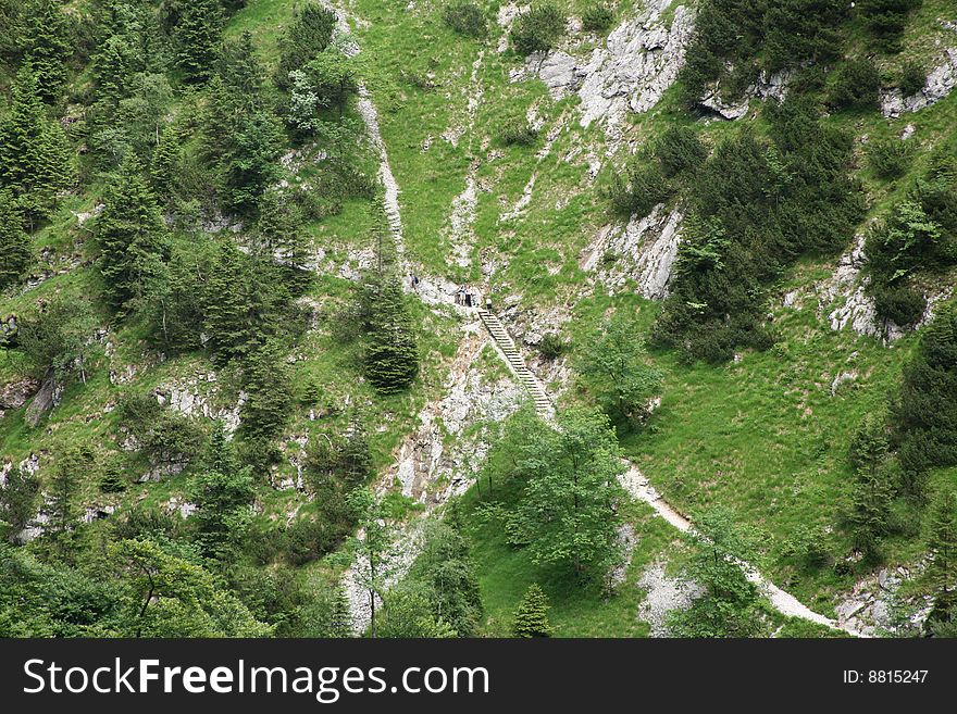 Group of people climbing a mountain near Zugspitze, Garmisch. Group of people climbing a mountain near Zugspitze, Garmisch