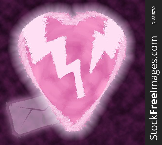 Envelope and big heart in humorous style. Envelope and big heart in humorous style