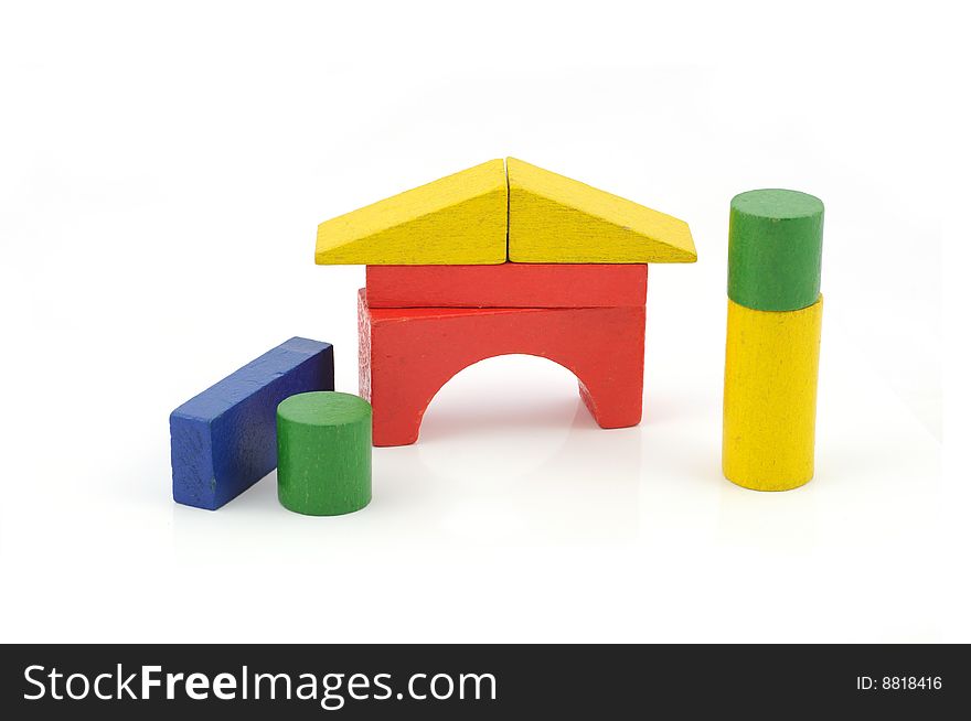 Colored toy blocks isolated on white background. Colored toy blocks isolated on white background