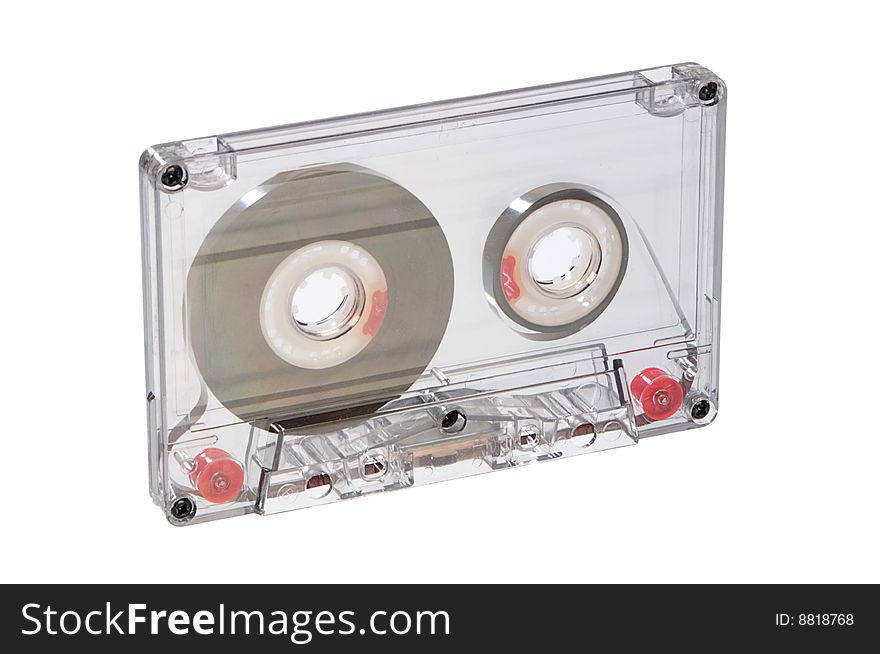 Old audio cassette, isolated on white