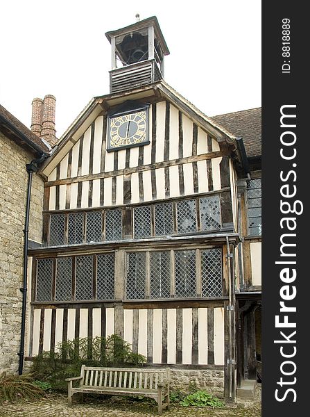 16th Century Clock Tower with bell tower on top at Ightham in Kent England. 16th Century Clock Tower with bell tower on top at Ightham in Kent England.