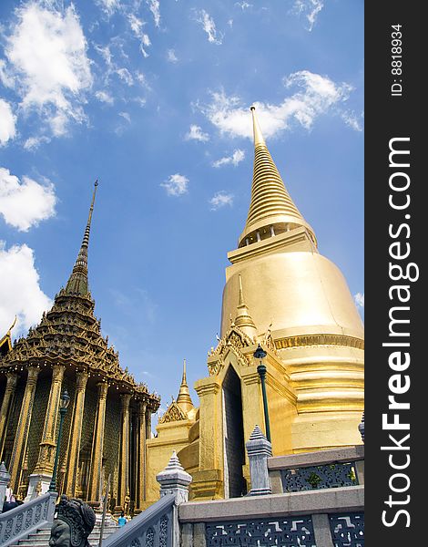 Two Temples of the Grand Palace in Bangkok, Thailand