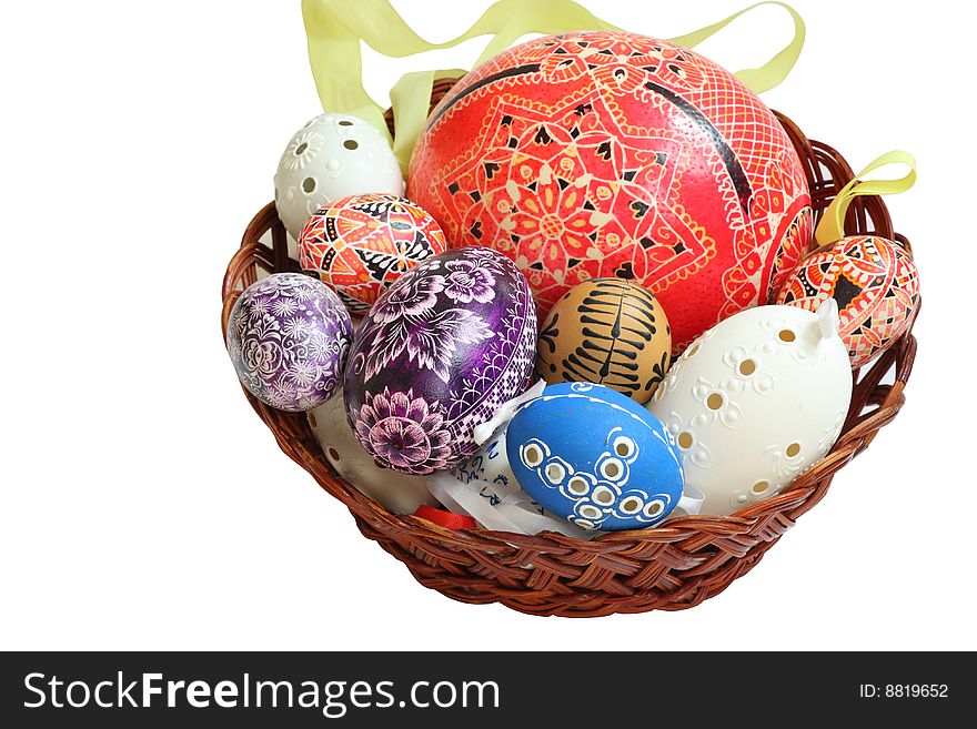 Beautiful Easter eggs isolated on the white background