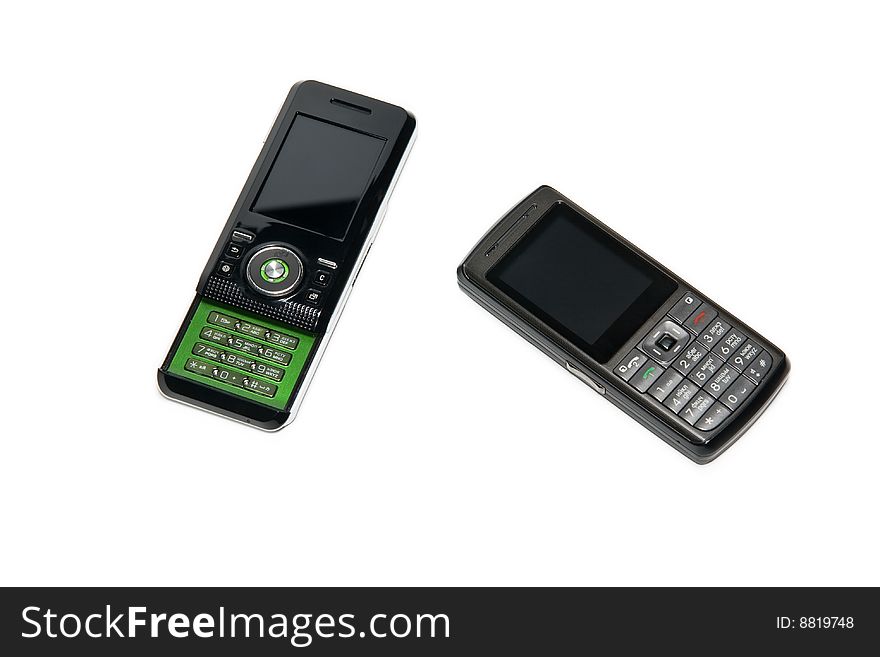 Mobile telephones isolated on the white background