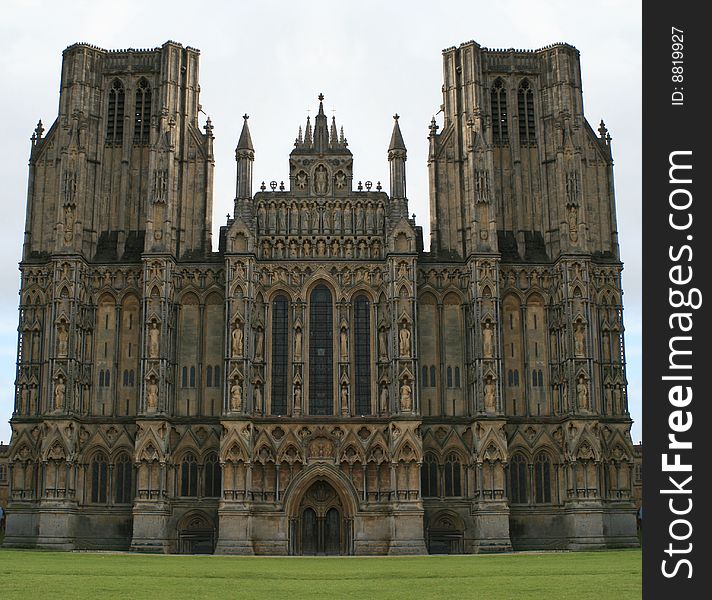 Magnificant cathedral in the city of Wells. Magnificant cathedral in the city of Wells